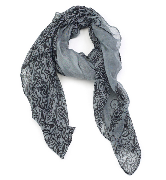 Scarves - Henna Design Scarf - Girl Intuitive - Island Imports - Gray