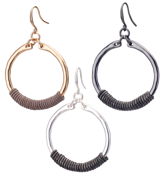 earrings - Hoop Earrings with Leather - Girl Intuitive - Island Imports -