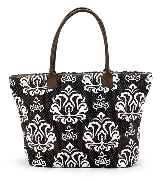 Bags - Indian Dhurrie Tote Bag Black and White - Girl Intuitive - Christian Livingston -