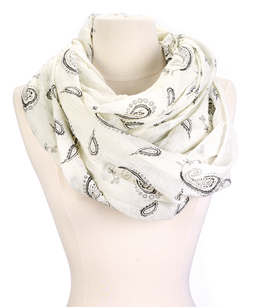 Scarves - Infinity Paisley Scarf - Girl Intuitive - Christian Livingston - Gray
