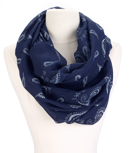 Scarves - Infinity Paisley Scarf - Girl Intuitive - Christian Livingston - Navy