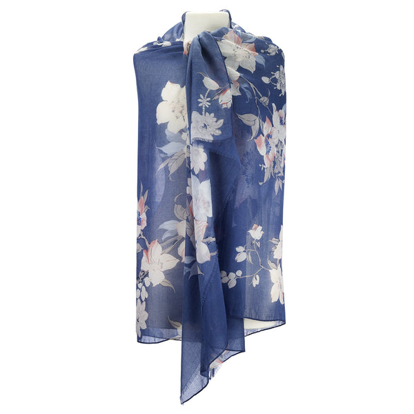 Scarves - Japanese Floral Scarf - Girl Intuitive - Island Imports - Blue