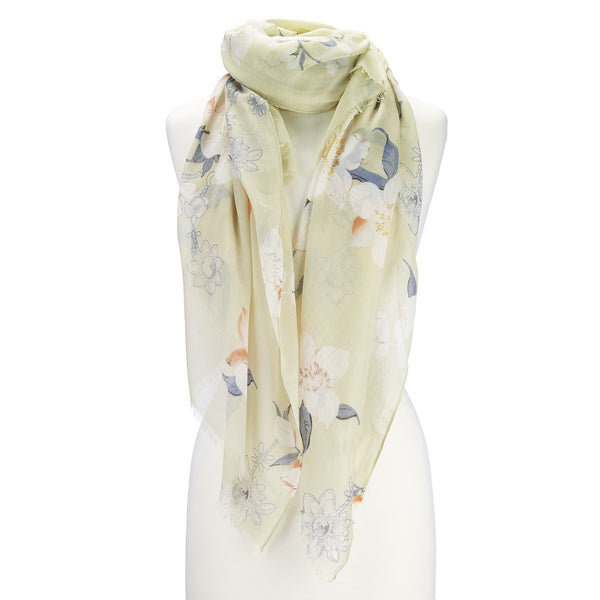 Scarves - Japanese Floral Scarf - Girl Intuitive - Island Imports - Yellow