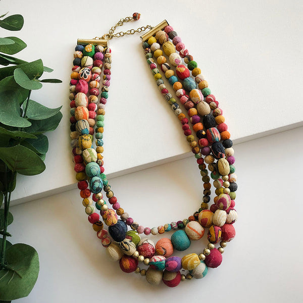 Necklace - Kantha Aura Necklace - Girl Intuitive - WorldFinds -