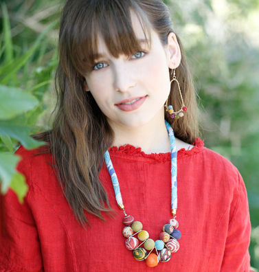 Necklace - Kantha Beaded Bib Necklace - Girl Intuitive - WorldFinds -