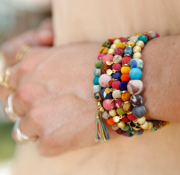 bracelet - Kantha Charm Bracelet - Girl Intuitive - WorldFinds -
