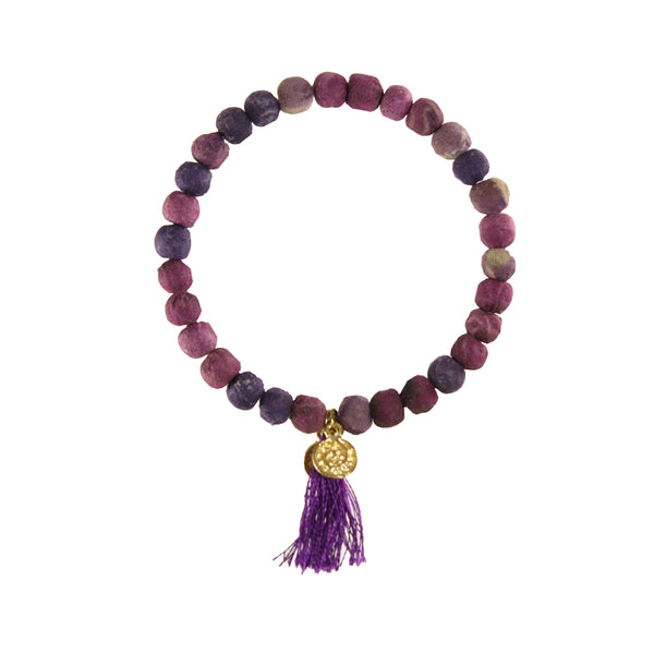 bracelet - Kantha Connection Bracelet - Girl Intuitive - WorldFinds - Purple