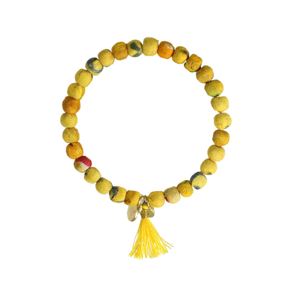 bracelet - Kantha Connection Bracelet - Girl Intuitive - WorldFinds - Yellow
