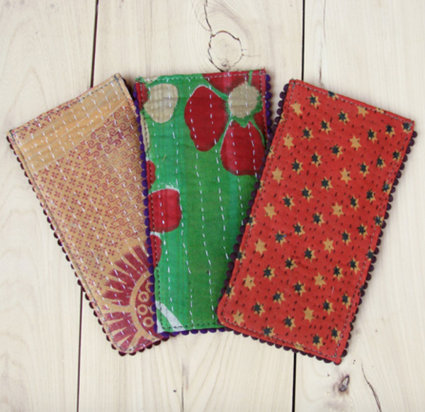 small goods - Kantha Eyeglass Case w. Picot Trim - Girl Intuitive - WorldFinds -