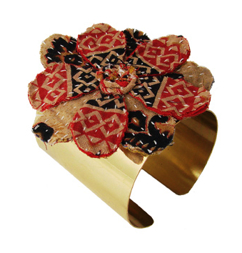 bracelet - Kantha Flower Cuff - Girl Intuitive - WorldFinds -