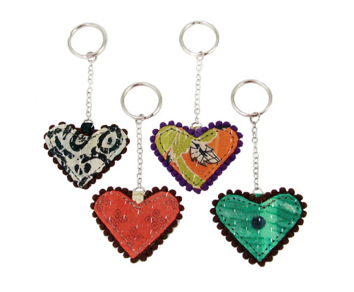 small goods - Kantha Heart Keychain - Girl Intuitive - WorldFinds -