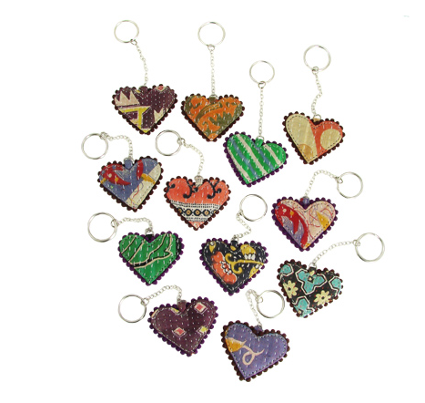 small goods - Kantha Heart Keychain - Girl Intuitive - WorldFinds -