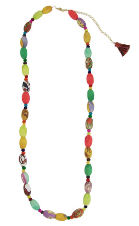 Necklace - Kantha Kaleidoscope Long Necklace - Girl Intuitive - WorldFinds -