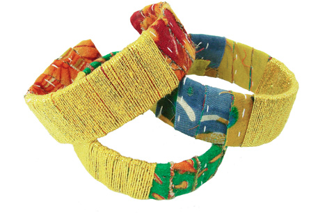 bracelet - Kantha Metallic Thread Cuff - Girl Intuitive - WorldFinds -