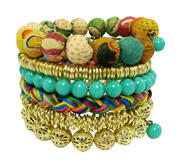 bracelet - Kantha Fabric Spiral Bracelet - Girl Intuitive - WorldFinds -