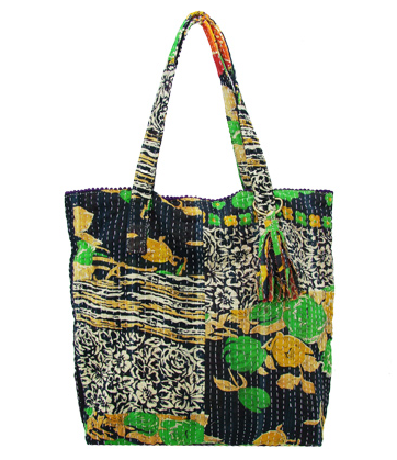 Bags - Kantha Tassel Tote - Girl Intuitive - WorldFinds -