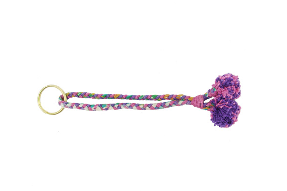 small goods - Kantha Braided Pom Pom Keychain - Girl Intuitive - WorldFinds -