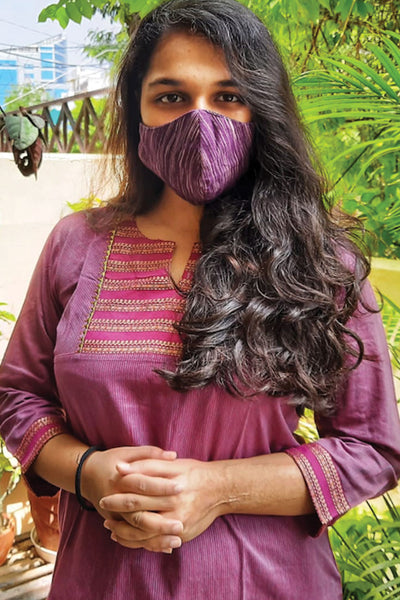 Mask - Khadi Cotton Face Masks Set of 3 - Girl Intuitive - Sevya -