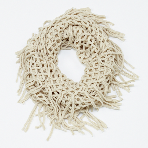 Scarves - Knit Fringe Infinit Scarf - Girl Intuitive - Island Imports - Beige