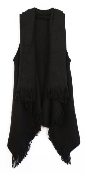 Scarves - Knit Vest Ruana - Girl Intuitive - Island Imports - Black