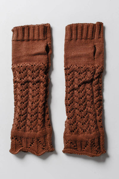 Gloves - Knitted Arm Warmers - Girl Intuitive - Leto - One Size / Brown