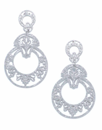 earrings - Lace Glitter Earrings in Silver - Girl Intuitive - Zenzii -