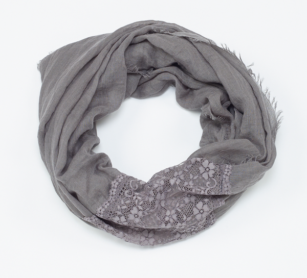 Scarves - Lace Strip Scarf - Girl Intuitive - Island Imports - Grey