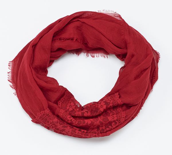 Scarves - Lace Strip Scarf - Girl Intuitive - Island Imports - Red