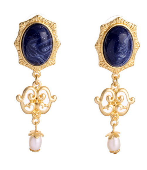 earrings - Lapis and Pearl Baroque Earrings - Girl Intuitive - Girl Intuitive -