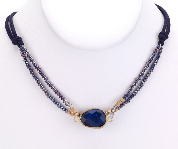 Necklace - Lapis Blue Stone Necklace - Girl Intuitive - Island Imports -