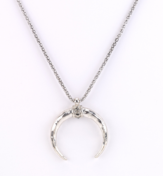 Necklace - Large Horn Pendant Necklace - Girl Intuitive - Island Imports - Silver