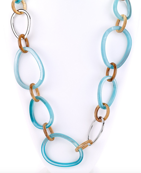 Necklace - Large Resin Links Long Necklace - Girl Intuitive - Island Imports - Blue