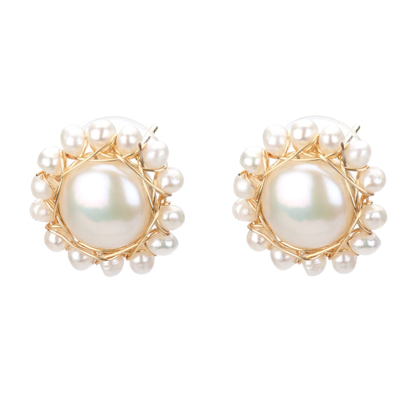 earrings - Large Pearl Stud Earrings - Girl Intuitive - Island Imports -