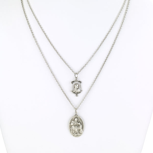 Necklace - Layered Religious Charms Necklace - Girl Intuitive - Island Imports -