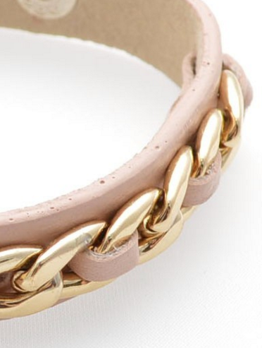 bracelet - Leather Link Bracelet in Rose Quartz - Girl Intuitive - Zenzii -