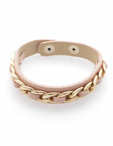 bracelet - Leather Link Bracelet in Rose Quartz - Girl Intuitive - Zenzii -