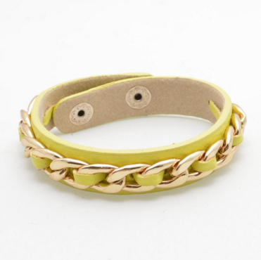 bracelet - Leather Link Bracelet in Buttercup - Girl Intuitive - Zenzii -
