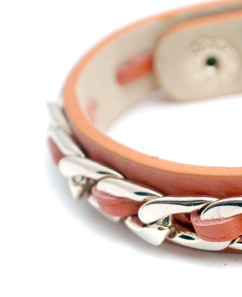 bracelet - Leather Link Bracelet in Peach Echo - Girl Intuitive - Zenzii -