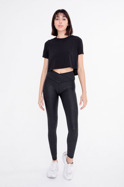 Mono B Leather Look Crossover Leggings