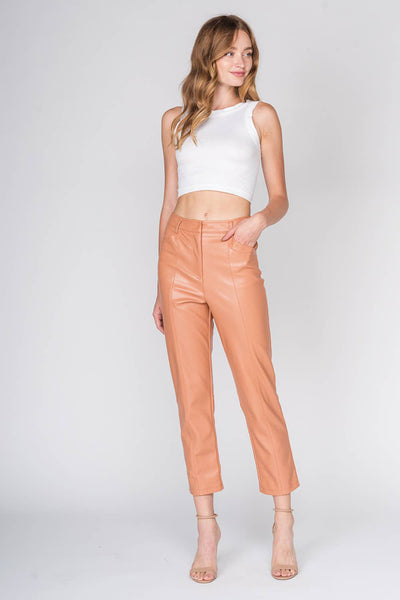 Pants - Ankle Faux Leather Pants - Girl Intuitive - Fore Collection -