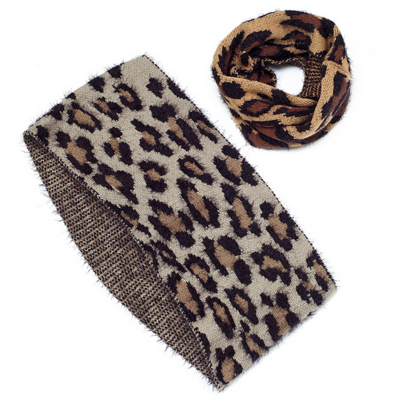 Scarves - Leopard Knit Infinity Scarf - Girl Intuitive - Island Imports -