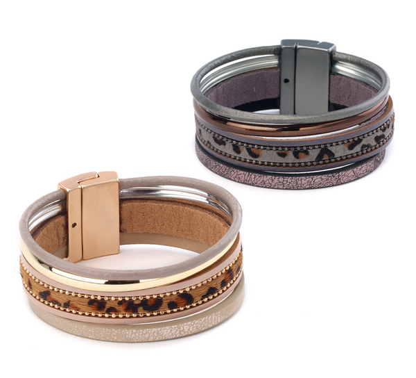 bracelet - Leopard Print Leather Bracelet - Girl Intuitive - Island Imports -