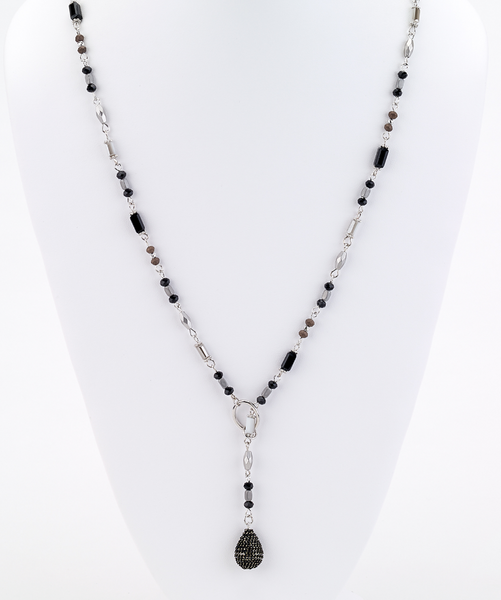 Necklace - Long Beaded Lariat Necklace - Girl Intuitive - Island Imports - Black