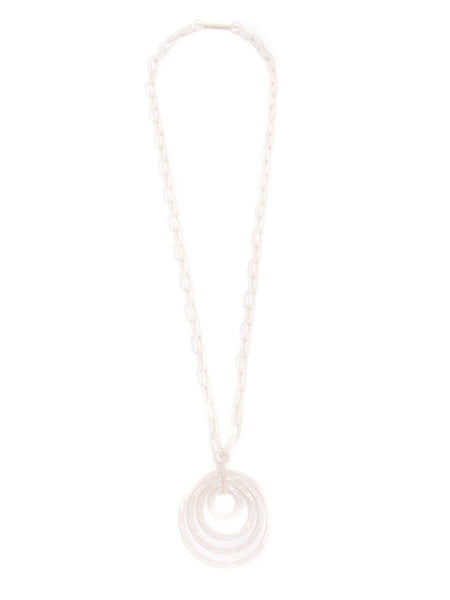 Necklace - Zenzii Resin Long Necklace and Hoop Earrings Set in White - Girl Intuitive - Zenzii -