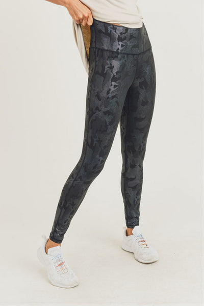 Leggings - Mono B Camo Holographic Microdot Foil Highwaist Leggings - Girl Intuitive - Mono B -