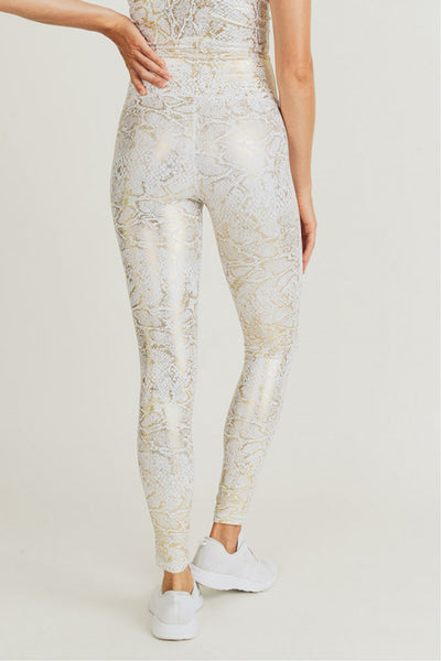 Leggings - Mono B Gold Snake Print Highwaist Leggings - Girl Intuitive - Mono B -