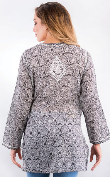 Tunic - Manali Embroidered Cotton Tunic Top - Girl Intuitive - Sevya -