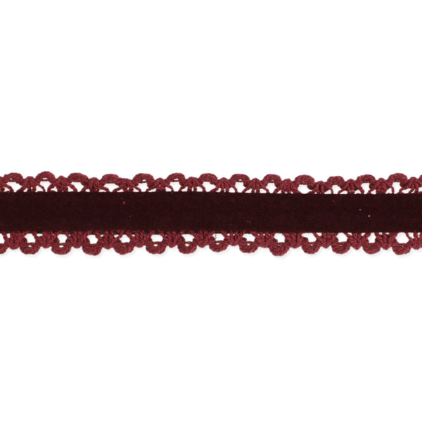 Necklace - Maroon Velvet & Crochet Choker - Girl Intuitive - zad -