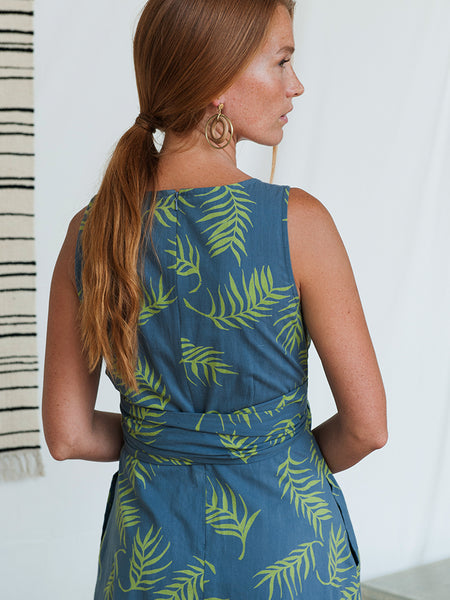 Dresses - Mata Traders Ana Wrap Dress Grey Palms - Girl Intuitive - Mata Traders -