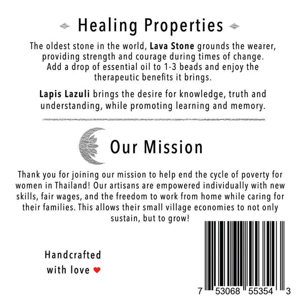 Men - Men's Healing Bracelet Strength and Wisdom - Girl Intuitive - Lotus and Luna -